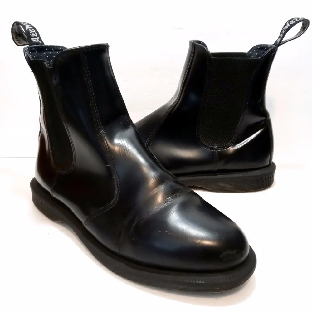 Doc Martens Flora Chelsea Black Leather Boots - Women's Size US 8 / UK 6 - Picture 1 of 12
